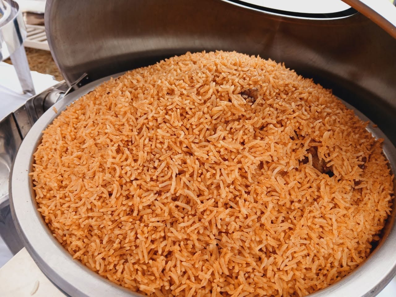 Spiced rice prepared for catering
